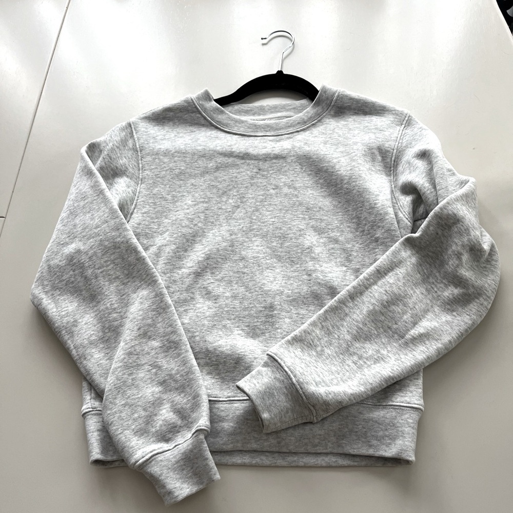 Fabletics Heathered Gray Cropped Crewneck Sweatshirt Size XXS